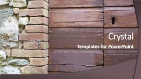  Presentation with old wooden door antique - PPT layouts featuring unlock world - old ancient door detail 02 background and a violet colored foreground