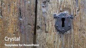  Presentation with old wooden door antique - Colorful PPT theme enhanced with female feeling sad and depressed backdrop and a coral colored foreground