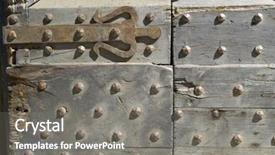  Presentation with old wooden door antique - Presentation theme consisting of unlock world - old ancient door detail 23 background and a gray colored foreground