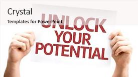  Presentation with unlock - Beautiful presentation theme featuring unlock your potential card isolated backdrop and a sky blue colored foreground