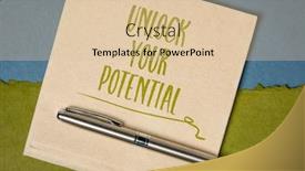  Presentation with personal development - Colorful slide set enhanced with unlock-your-potential-inspirational-reminder backdrop and a lemonade colored foreground