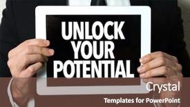  Presentation with potential - Colorful presentation theme enhanced with unlock your potential backdrop and a tawny brown colored foreground