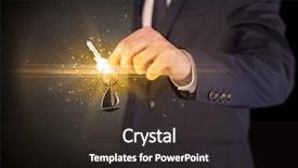  Presentation with shiny - Cool new PPT theme with unlocking dreams - businessman hand over shiny keys backdrop and a dark gray colored foreground