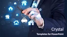  Presentation with keys - Beautiful theme featuring unlocking dreams - businessman in suit holding keys backdrop and a navy blue colored foreground