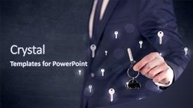  Presentation with keys - Slides with unlocking dreams - businessman in suit holding keys background and a tawny brown colored foreground