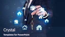  Presentation with keys - Slides enhanced with unlocking dreams - businessman in suit holding keys background and a navy blue colored foreground