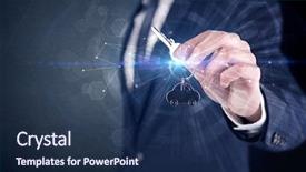  Presentation with key kiosk - Slide set enhanced with unlocking dreams - businessman in suit holding background and a  colored foreground