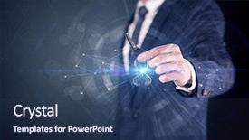  Presentation with key - PPT theme enhanced with unlocking dreams - businessman in suit holding background and a ocean colored foreground