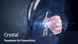  Presentation with key - Amazing theme having unlocking dreams - businessman in suit holding backdrop and a ocean colored foreground