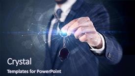  Presentation with key - Theme featuring unlocking dreams - businessman in suit holding background and a navy blue colored foreground