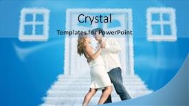  Presentation with windows - Colorful PPT theme enhanced with unlocking dreams - dancing pair on dream cloud backdrop and a light blue colored foreground