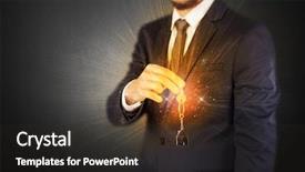  Presentation with shiny - Presentation theme consisting of unlocking dreams - formal man hand over shiny background and a dark gray colored foreground