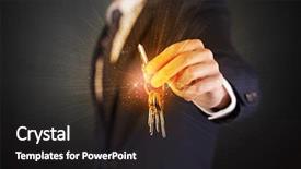  Presentation with man heart attact hand hold - PPT theme featuring unlocking dreams - formal man hand over shiny background and a dark gray colored foreground