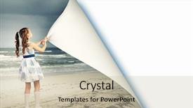  Presentation with turning page - Amazing slide set having unlocking dreams - little girl turning page backdrop and a  colored foreground