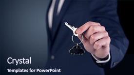  Presentation with keys - Slides consisting of unlocking dreams - young businessman hand over keys background and a  colored foreground