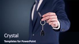  Presentation with encryption cipher keys and padlock - Slide set featuring unlocking dreams - young businessman hand over keys background and a navy blue colored foreground