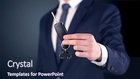  Presentation with keys - Beautiful slide deck featuring unlocking dreams - young businessman hand over keys backdrop and a navy blue colored foreground