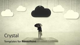  Presentation with umbrella - PPT theme with unlucky - back view of businessman background and a soft green colored foreground