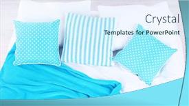  Presentation with close up of an apron - Audience pleasing PPT theme consisting of unkempt - unmade bed close up backdrop and a cool aqua colored foreground