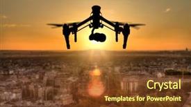  Presentation with unmanned - Amazing slide deck having unmanned air vehicles - drone silhouette flying above paris backdrop and a tawny brown colored foreground