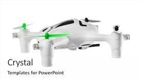  Presentation with drone - Colorful PPT theme enhanced with unmanned air vehicles - toy drone - isolated backdrop and a white colored foreground