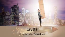  Presentation with rocket - Amazing theme having unmanned air vehicles - woman flying rocket and delivering backdrop and a  colored foreground