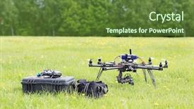  Presentation with uav - Beautiful slide deck featuring portrait of pretty young woman holding sleeping baby at home backdrop and a light gray colored foreground