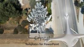  Presentation with cell tower - Cool new PPT theme with unmanned-aircraft-drone-flying-near backdrop and a coral colored foreground