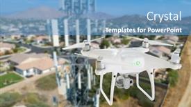  Presentation with cell tower - Slide set enhanced with unmanned-aircraft-drone-flying-near background and a teal colored foreground