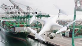  Presentation with drone quadcopter - Presentation theme having unmanned-aircraft-system-quadcopter-drone background and a light gray colored foreground