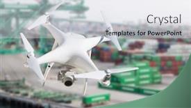  Presentation with unmanned - Audience pleasing presentation consisting of unmanned-aircraft-system-quadcopter-drone backdrop and a light gray colored foreground