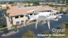  Presentation with drone quadcopter - Theme consisting of unmanned-aircraft-system-quadcopter-drone background and a dark gray colored foreground