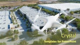  Presentation with drone quadcopter - Beautiful PPT theme featuring unmanned-aircraft-system-quadcopter-drone backdrop and a tawny brown colored foreground