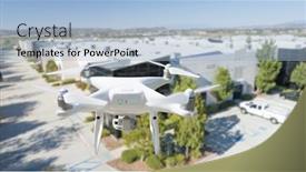  Presentation with drone quadcopter - Slides with unmanned-aircraft-system-quadcopter-drone background and a light blue colored foreground