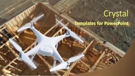  Presentation with drone quadcopter - Presentation theme featuring unmanned-aircraft-system-quadcopter-drone background and a tawny brown colored foreground
