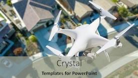  Presentation with quadcopter - Cool new presentation theme with unmanned-aircraft-system-quadcopter-drone backdrop and a light gray colored foreground