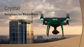  Presentation with quadcopter - Slides having unmanned-aircraft-system-quadcopter-drone background and a mint green colored foreground