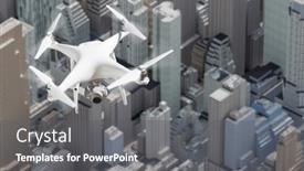  Presentation with unmanned - Slide set enhanced with unmanned-aircraft-system-quadcopter-drone background and a gray colored foreground