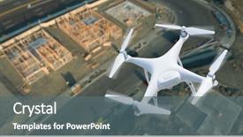  Presentation with uav - PPT theme consisting of unmanned aircraft system uav quadcopter background and a ocean colored foreground