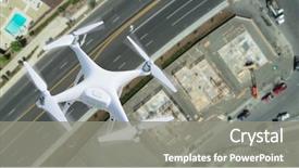 Presentation with drone quadcopter - Amazing PPT theme having unmanned aircraft system uav quadcopter backdrop and a gray colored foreground