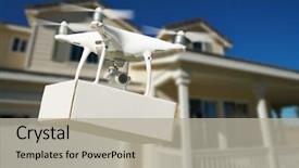  Presentation with drone quadcopter - PPT theme enhanced with unmanned aircraft system uav quadcopter background and a light gray colored foreground