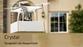  Presentation with drone quadcopter - Presentation design consisting of unmanned aircraft system uav quadcopter background and a coral colored foreground