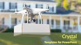  Presentation with drone quadcopter - Slide deck having unmanned aircraft system uav quadcopter background and a tawny brown colored foreground