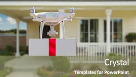  Presentation with uav - Theme featuring unmanned aircraft system uav quadcopter background and a coral colored foreground