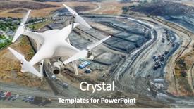  Presentation with quadcopter - Colorful presentation design enhanced with unmanned aircraft system uav quadcopter backdrop and a gray colored foreground