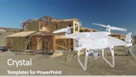  Presentation with drone quadcopter - Amazing presentation design having unmanned aircraft system uav quadcopter backdrop and a coral colored foreground