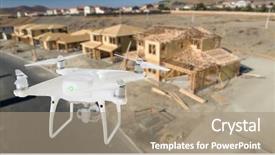  Presentation with drone quadcopter - Beautiful slide set featuring unmanned aircraft system uav quadcopter backdrop and a coral colored foreground