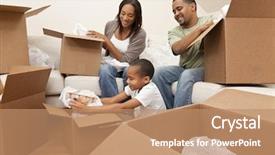  Presentation with new home - Theme featuring unpack - african american family parents background and a coral colored foreground