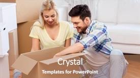  Presentation with real estate - Presentation having unpack - mortgage moving and real estate background and a  colored foreground