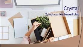  Presentation with risk management top view - Colorful presentation enhanced with unpack - top view of new employee backdrop and a  colored foreground